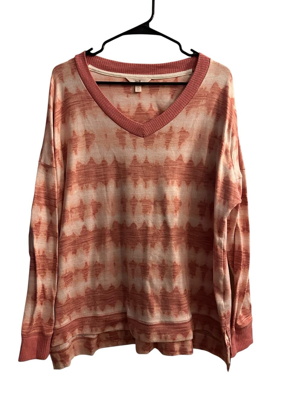 Secret Treasures Pink Tie Dye V-Neck Sweatshirt Women Sz XL